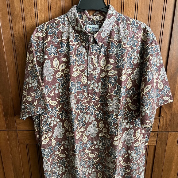 Reyn Spooner Brown Floral Print 3/4 Button Front Hawaiian Shirt Size XXL - Picture 1 of 8